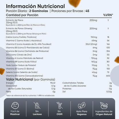 Multivitamínico Hombre Con Minerales - 90 Gominolas Sabor Melocotón Y Naranja - 14 Nutrientes Esenciales - Men Complex De Vitaminas B, Vitamina C, Calcio, Zinc Maca Y Biotina - Vegano Y Sin Gluten